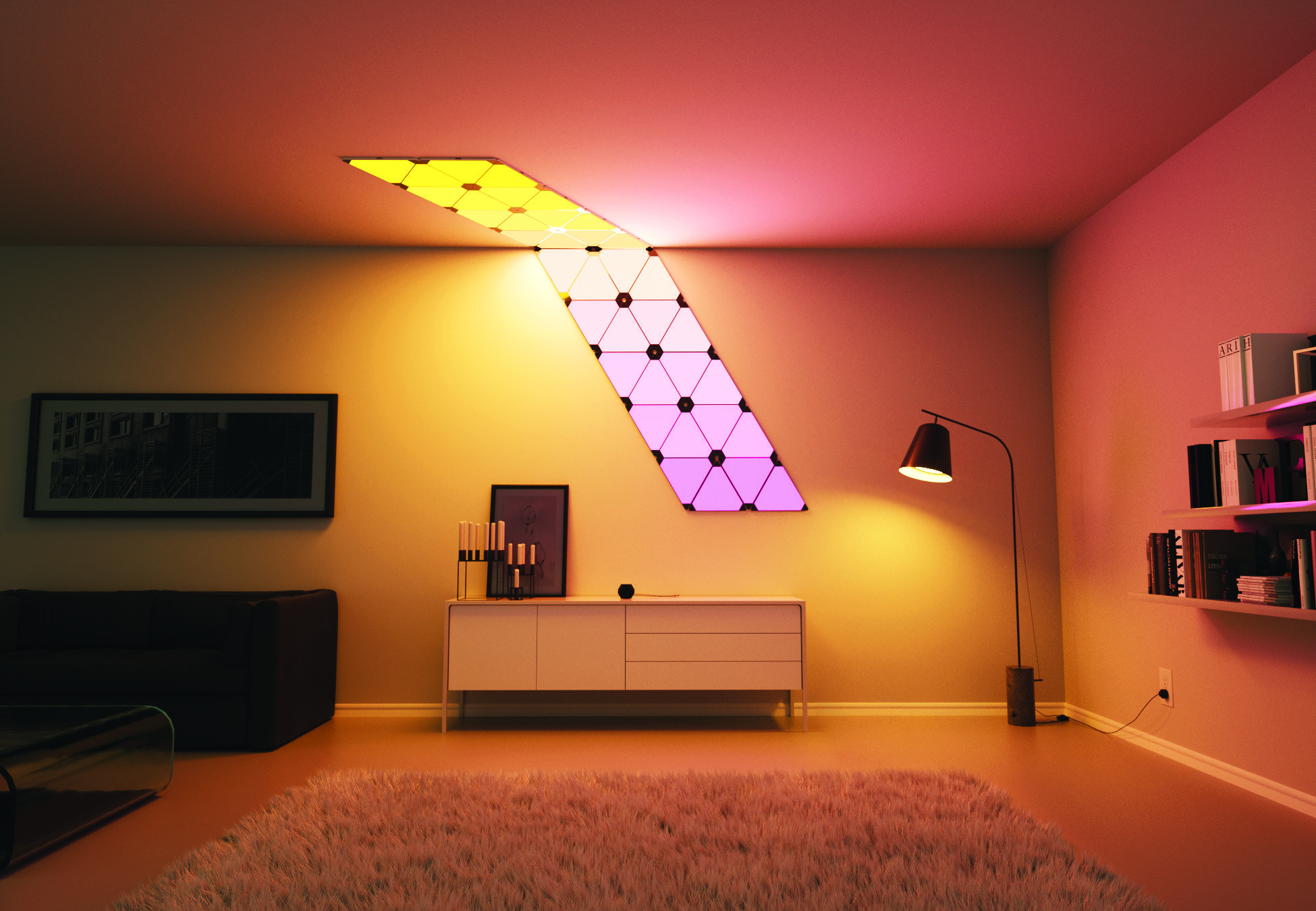 led panel design living room