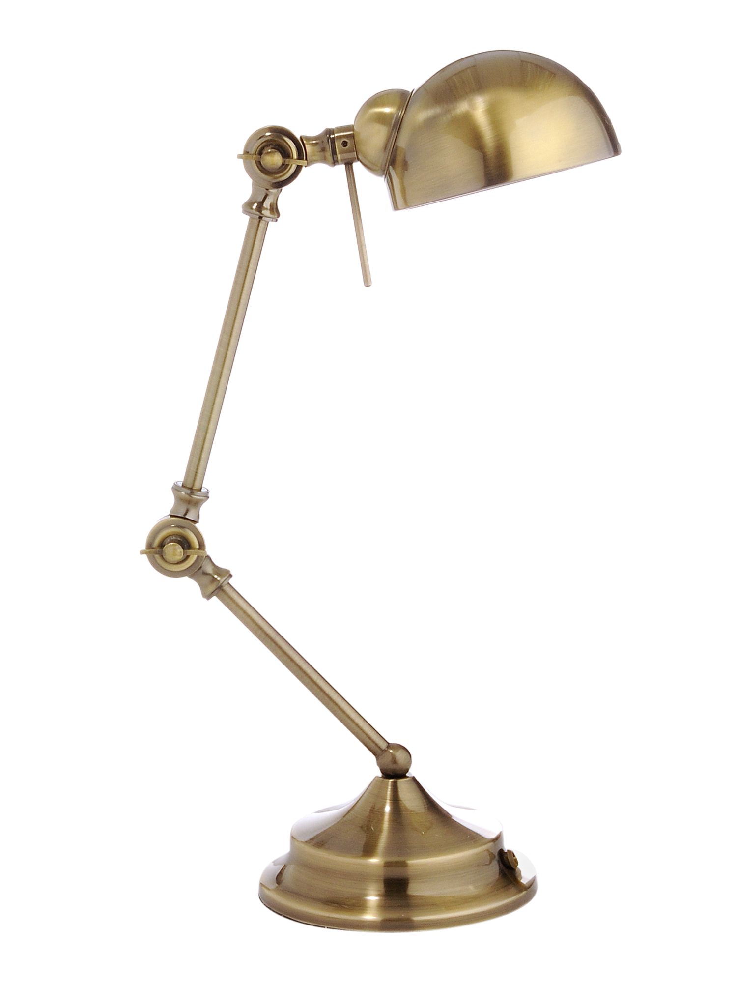 Antique brass desk lamp offers a dignified friendly look in the parlor