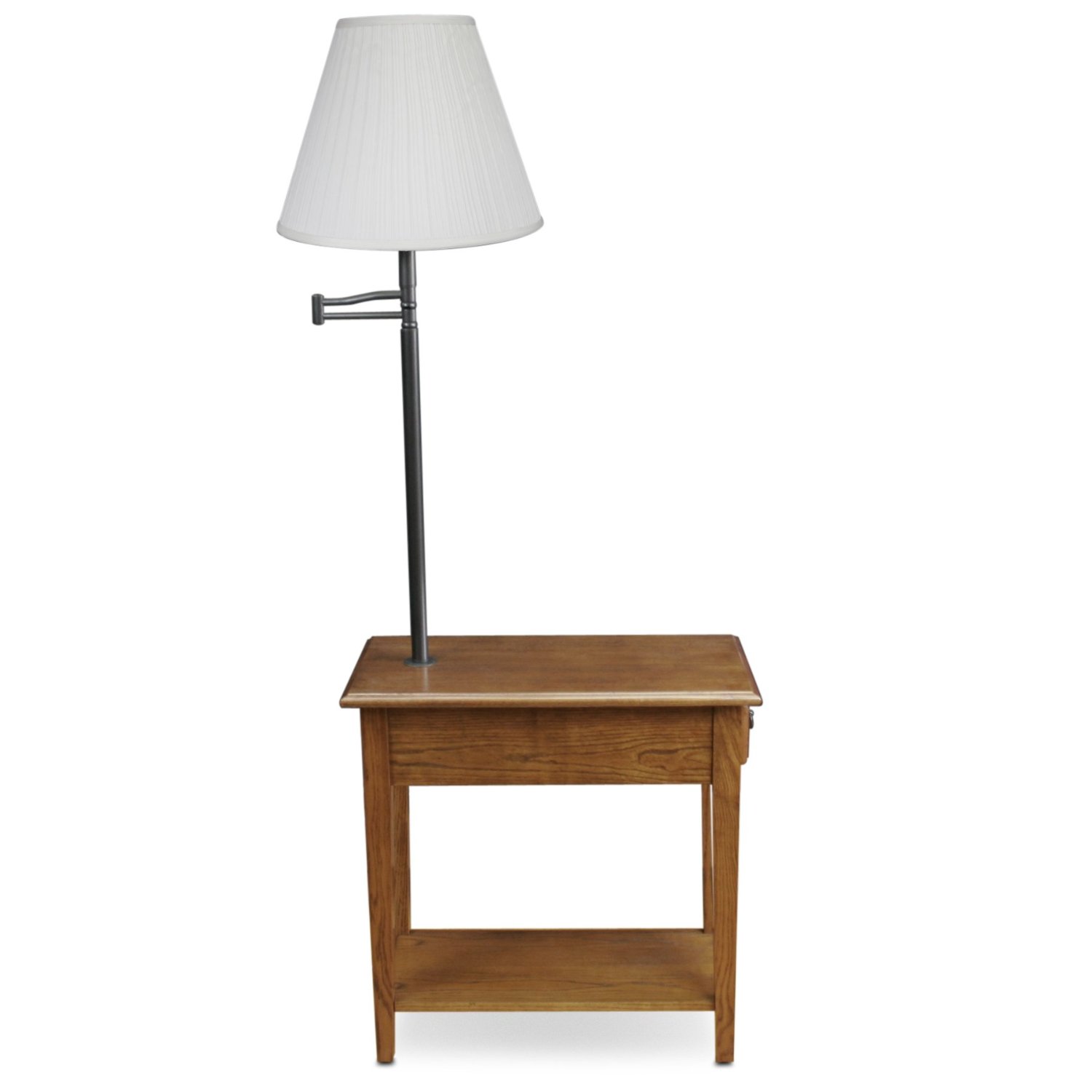 narrow end table with lamp