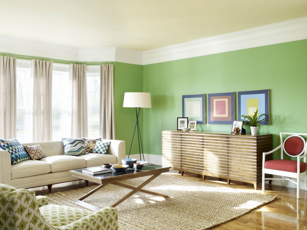 light green walls in living room