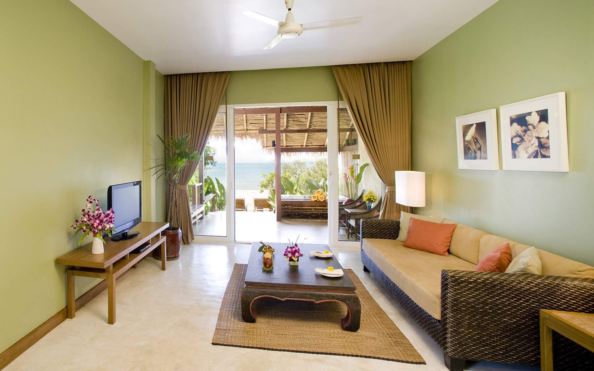 light green walls in living room