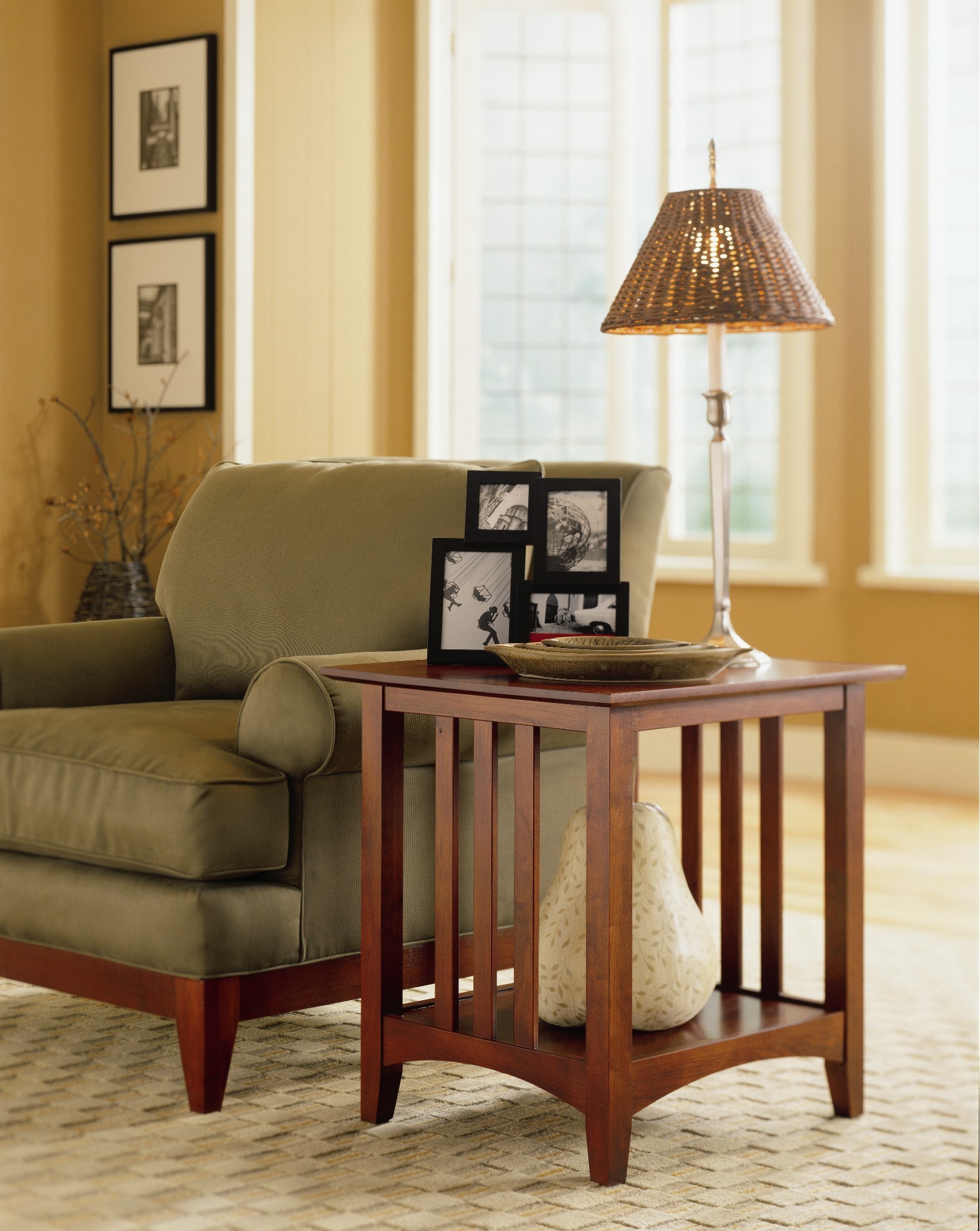 architect lamp on side bed table