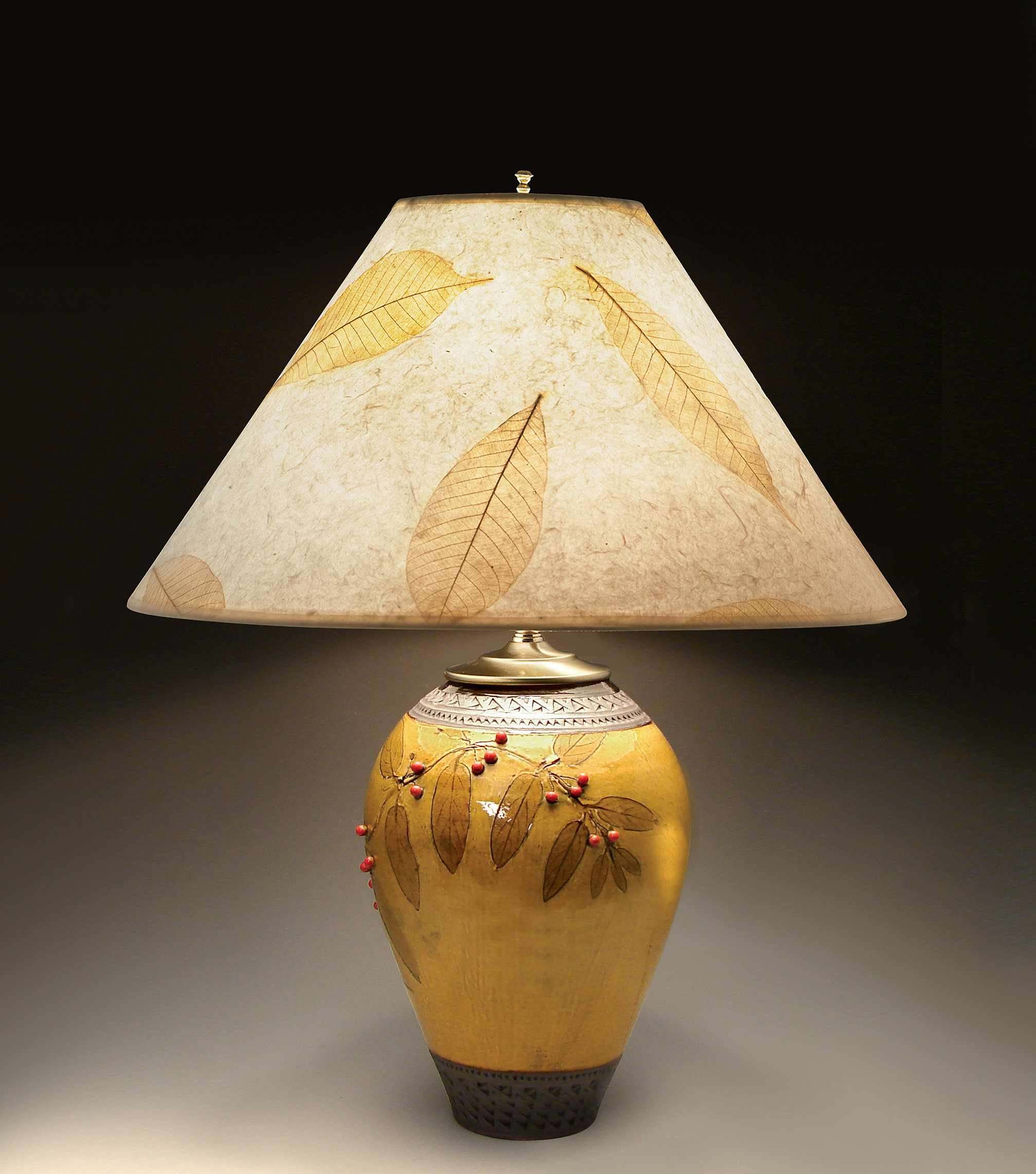 Yellow ceramic table lamp gives highlights to any zone of your room ...