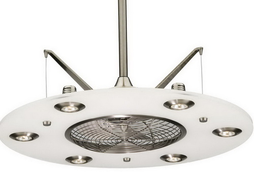 cage enclosed ceiling fan with light