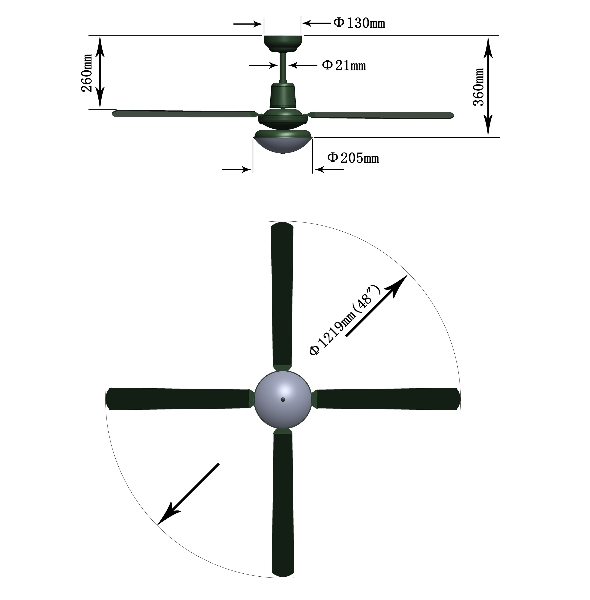 Ceiling fan dimensions - the right celling fan dimension ...