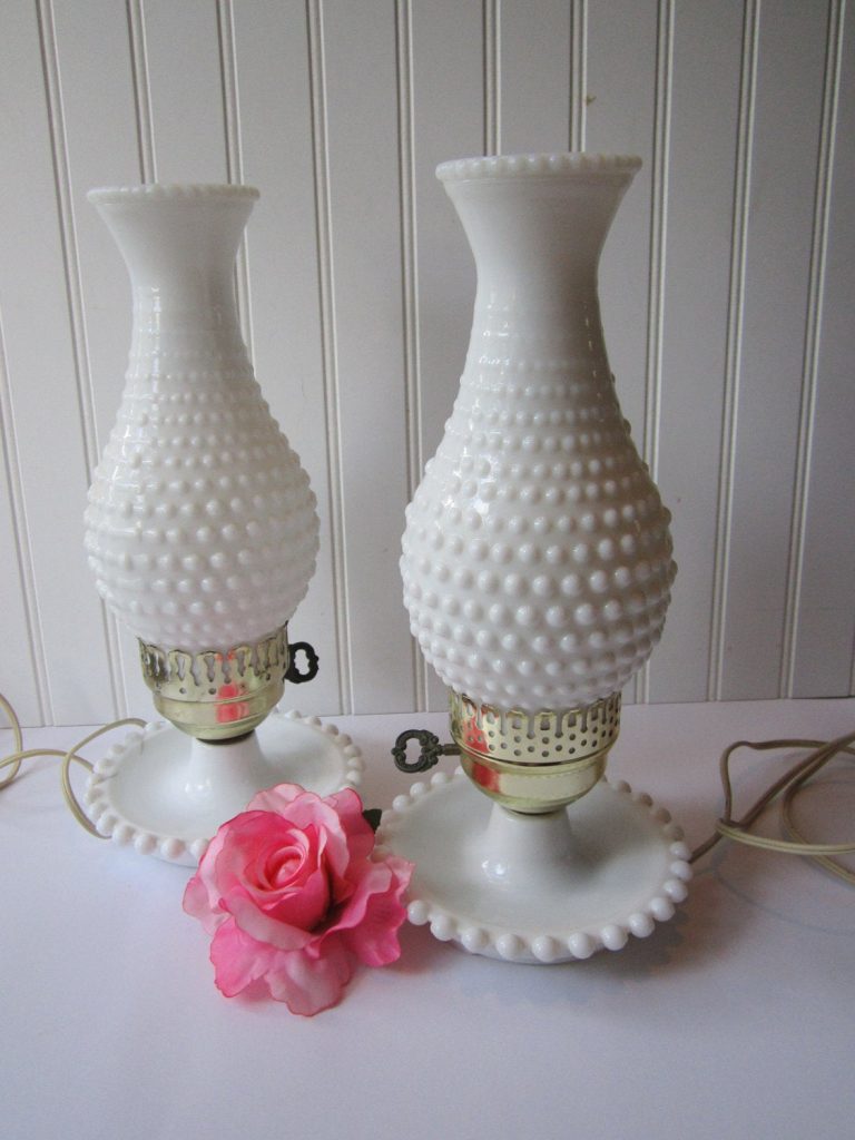 Vintage Milk Glass Lamps The Best, Vintage Hobnail Milk Glass Lamp Shade