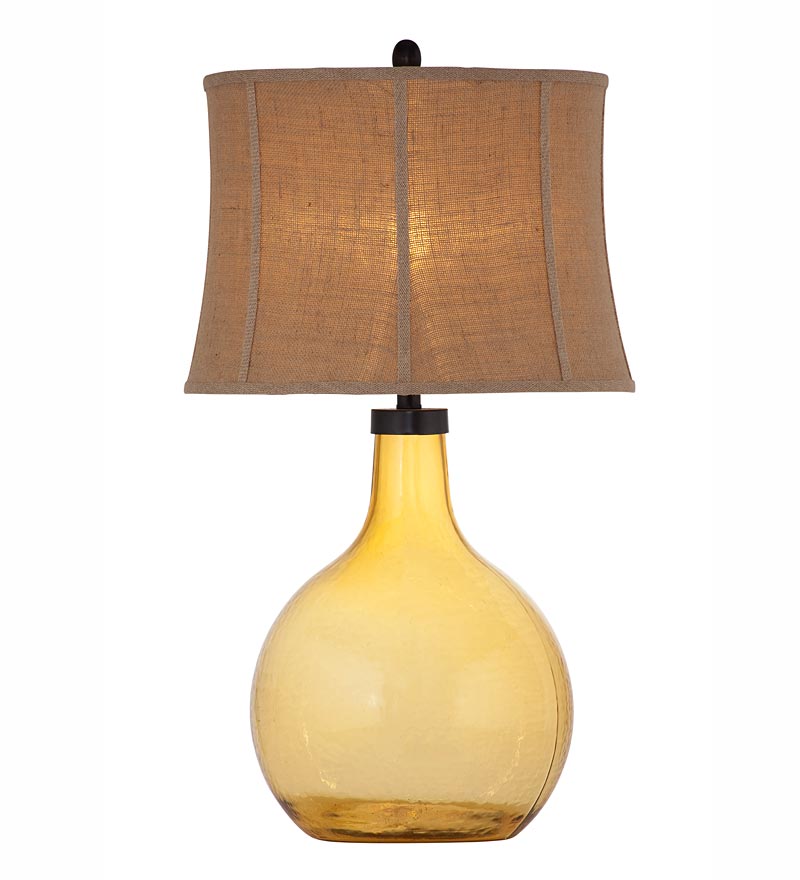 amber glass table lamp photo - 10