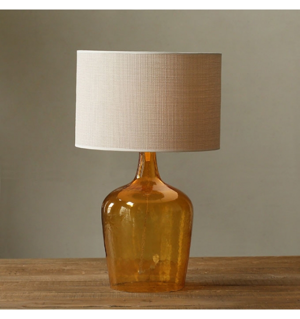 amber glass table lamp photo - 5