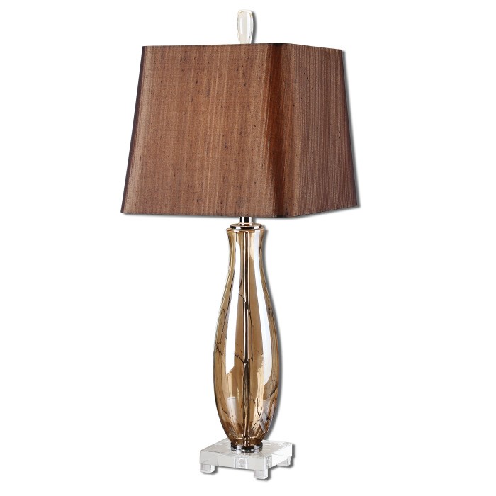 amber glass table lamp photo - 8