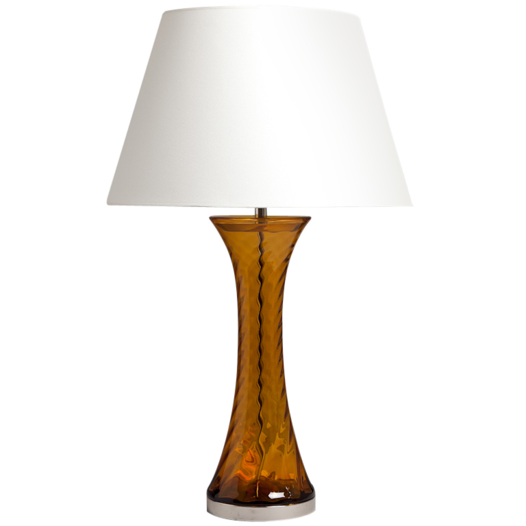 amber glass table lamp photo - 9