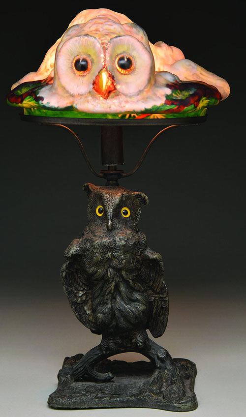 antique owl lamp photo - 3