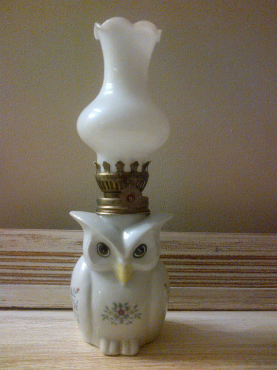 antique owl lamp photo - 5