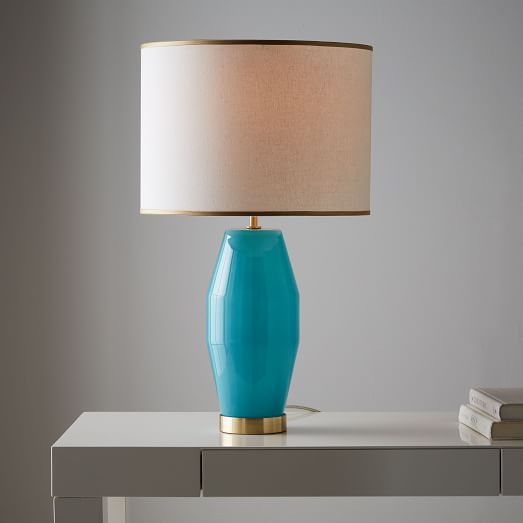 aqua glass table lamp photo - 10