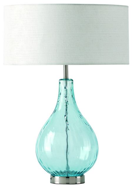 aqua glass table lamp photo - 2