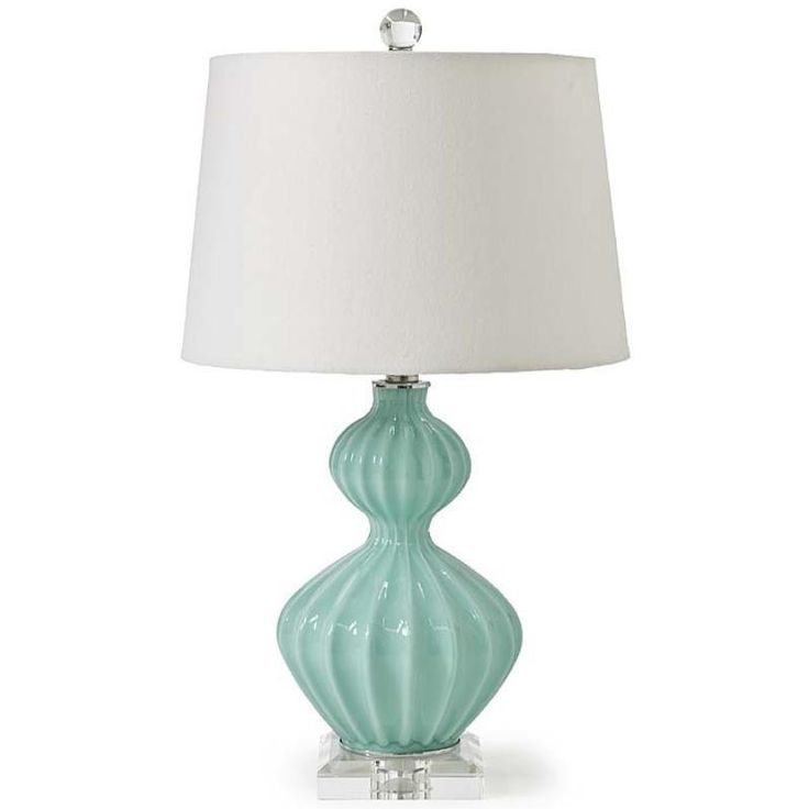 aqua glass table lamp photo - 3