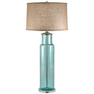 aqua glass table lamp photo - 4