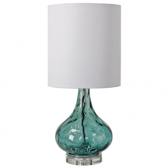 aqua glass table lamp photo - 5