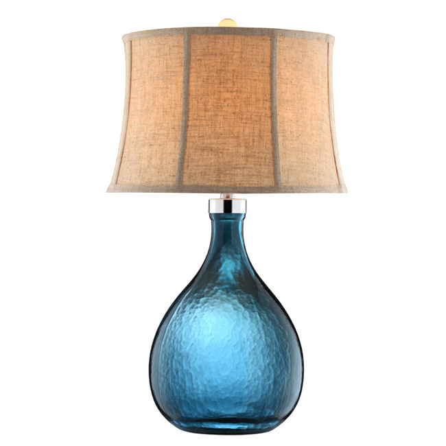 aqua glass table lamp photo - 8