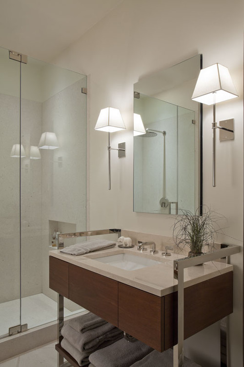 bathroom wall mirrors with lights photo - 6