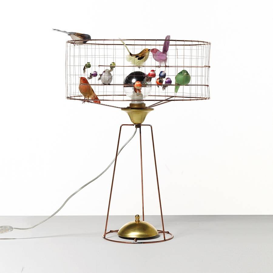 bird cage table lamp photo - 3