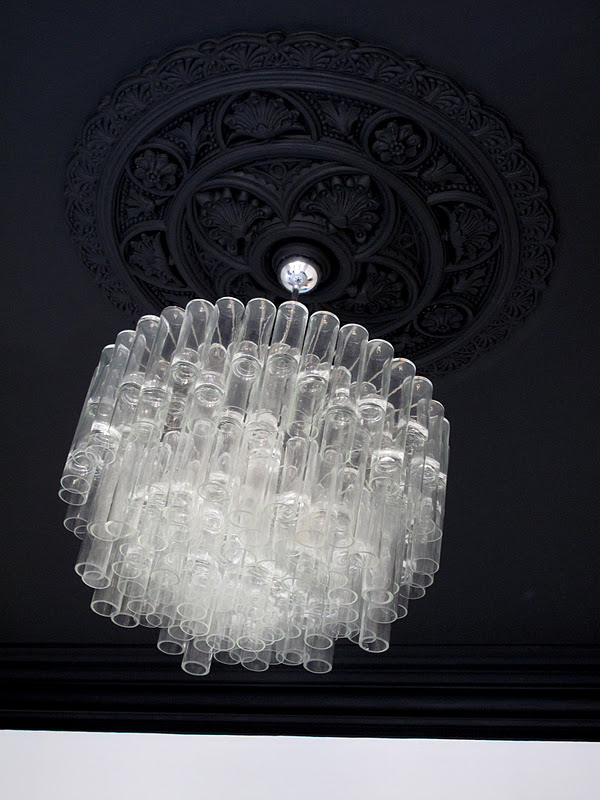 black glass ceiling light photo - 1