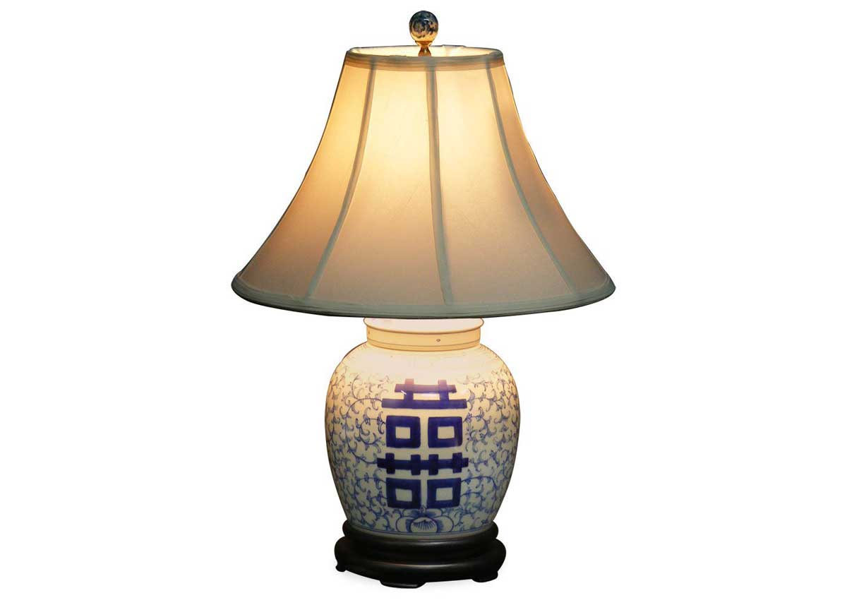 blue and white ginger jar lamps photo - 1