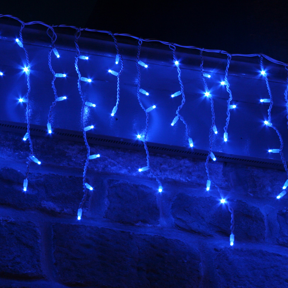 blue icicle lights outdoor photo - 1