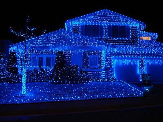 Simple Blue Exterior Christmas Lights for Simple Design