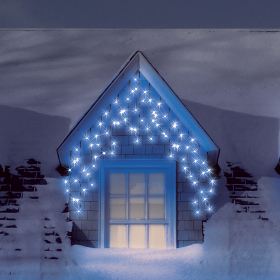 blue icicle lights outdoor photo - 3