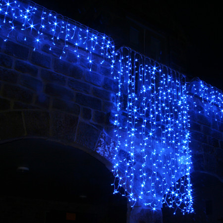 blue icicle lights outdoor photo - 6