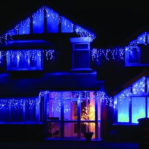 blue icicle lights outdoor photo - 8