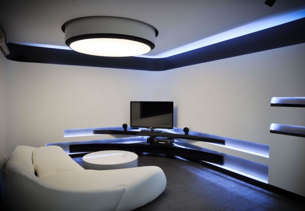 blue led ceiling lights photo - 3