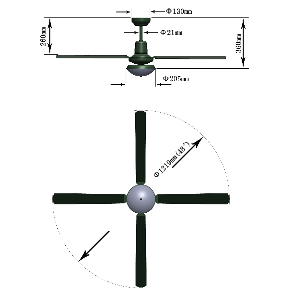 ceiling fan dimensions photo - 1