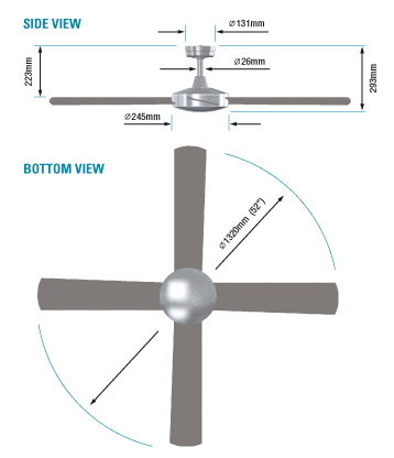 ceiling fan dimensions photo - 3