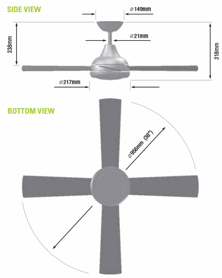 ceiling fan dimensions photo - 6