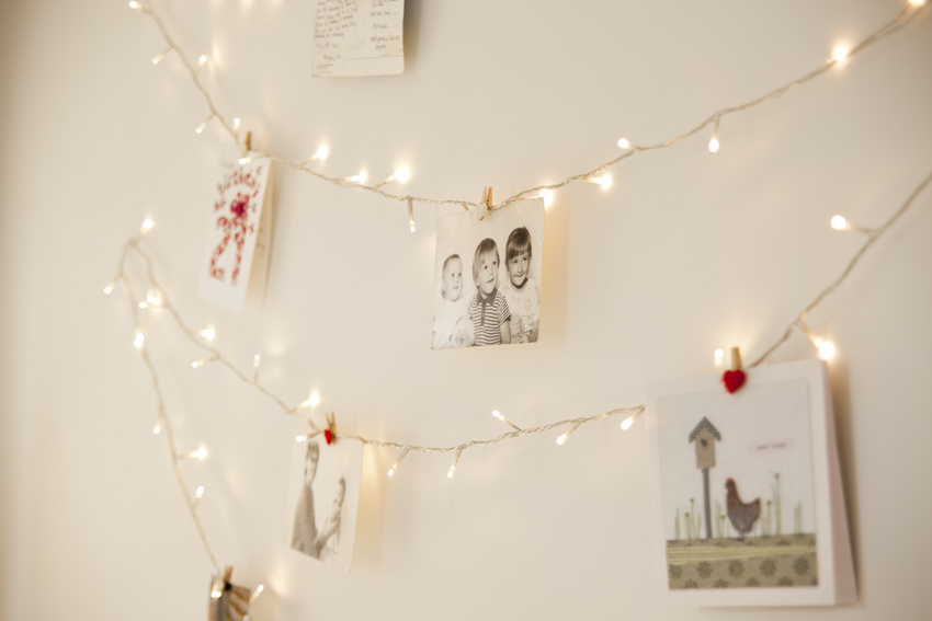 fairy lights on wall photo - 2