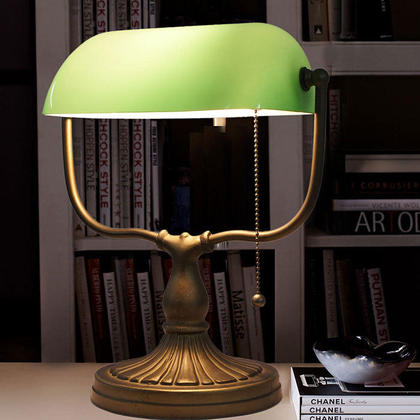 green glass desk lamp photo - 10