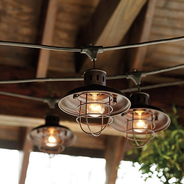 industrial string lights outdoor photo - 2