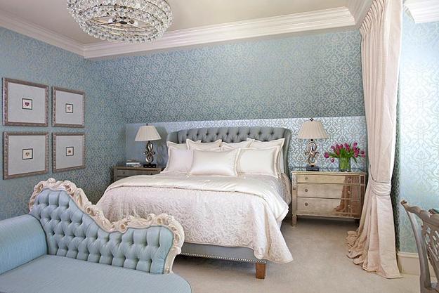 light blue walls in bedroom photo - 3