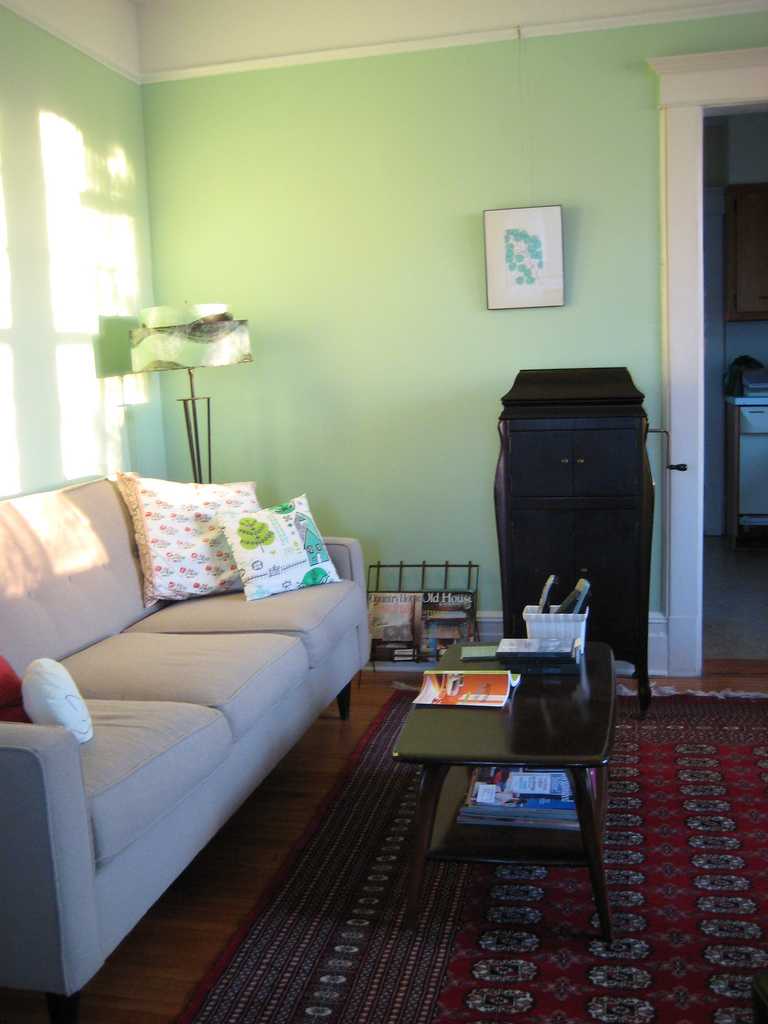 light green walls living room photo - 5