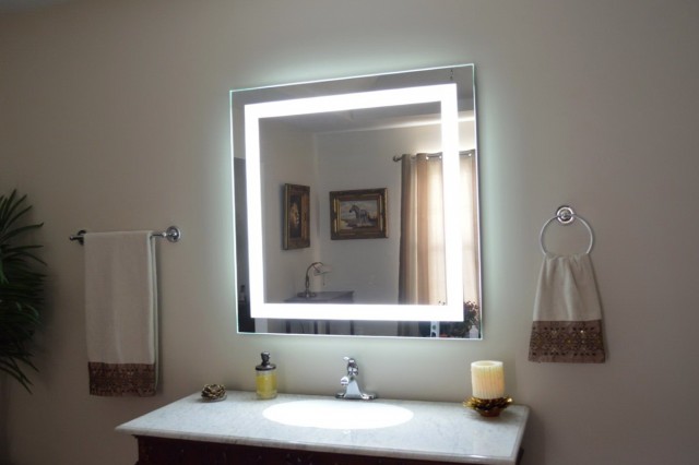 lighted vanity mirror wall photo - 9