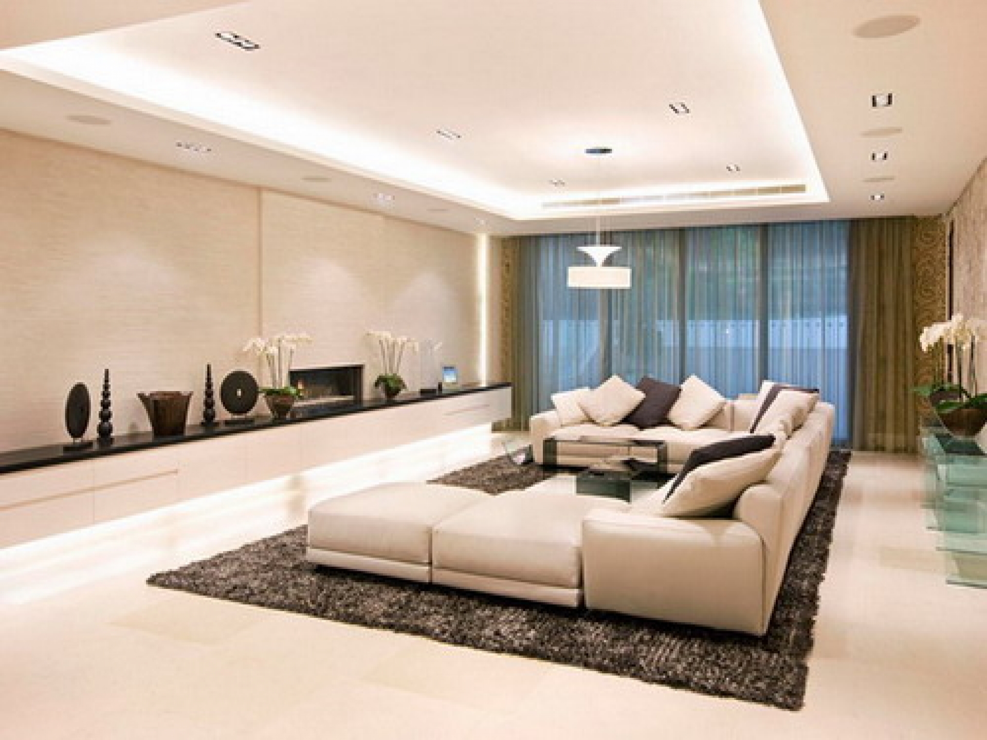 modern ceiling lights living room photo - 3