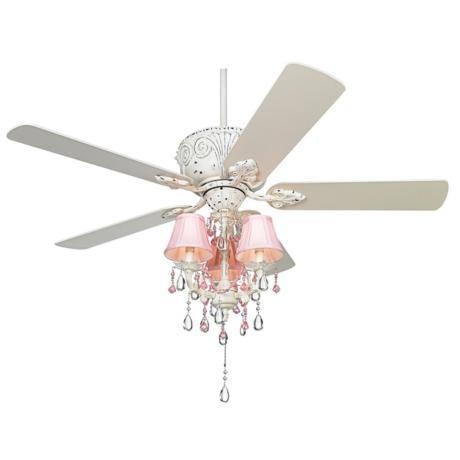 pink chandelier ceiling fan photo - 2