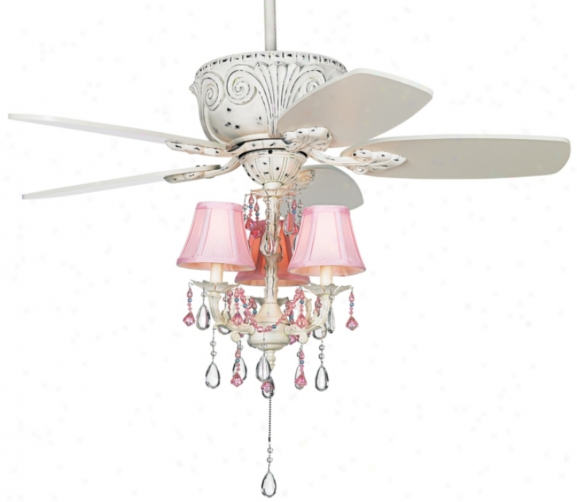 pink chandelier ceiling fan photo - 3