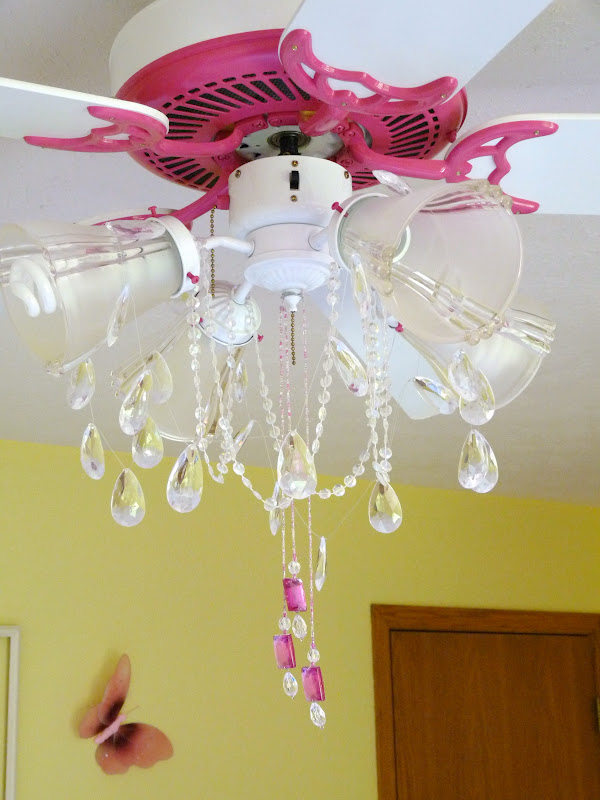 pink chandelier ceiling fan photo - 8
