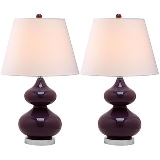 purple glass table lamp photo - 5