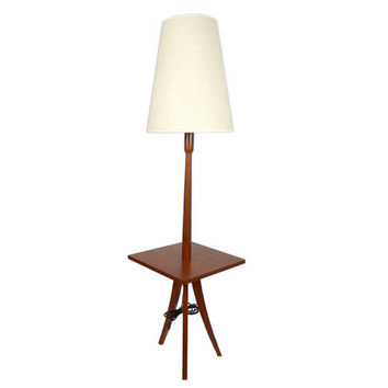 side table with lamp attached photo - 7