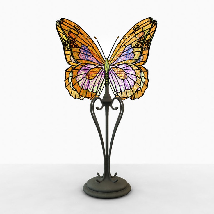 stained glass butterfly lamp photo - 8