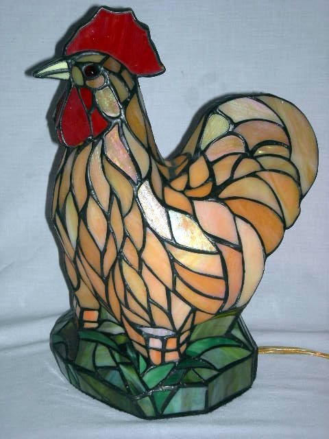 stained glass rooster lamp photo - 1