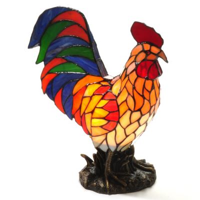 stained glass rooster lamp photo - 5